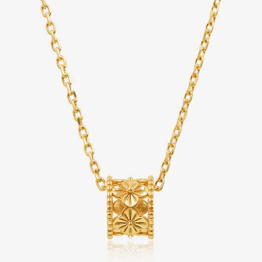 916 Gold Floral Essence Tube Necklace