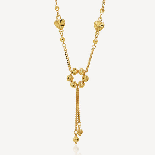 916 Gold Love Charm Cascade Necklace