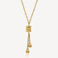916 Gold Duo Ball Drop Necklace