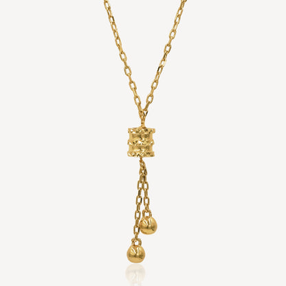 916 Gold Duo Ball Drop Necklace