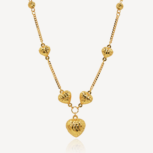 916 Gold Hearts Necklace Set