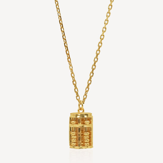 916 Gold Abacus Cylinder Necklace