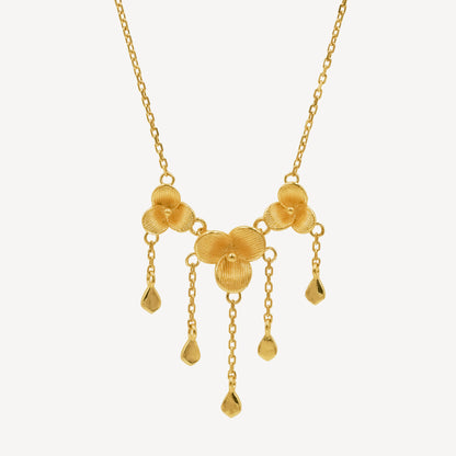 916 Gold Eliana Triple Bloom Necklace