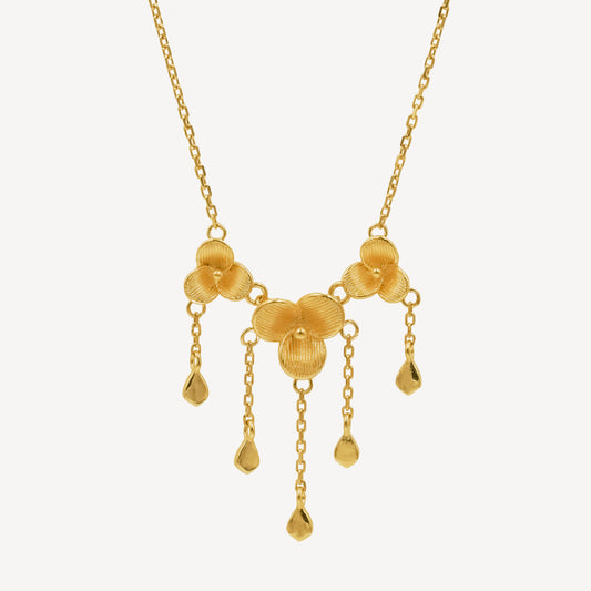 916 Gold Eliana Triple Bloom Necklace