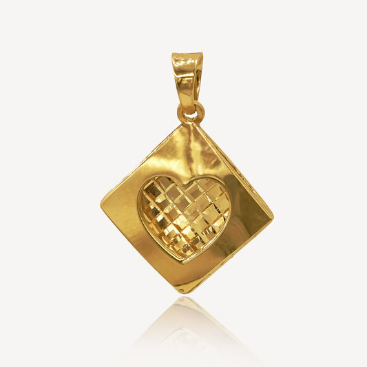 916 Gold Square Heart Pendant