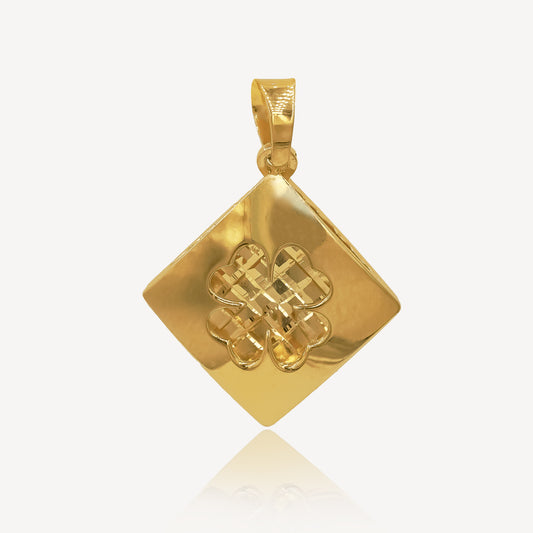 916 Gold Square Floral Pendant