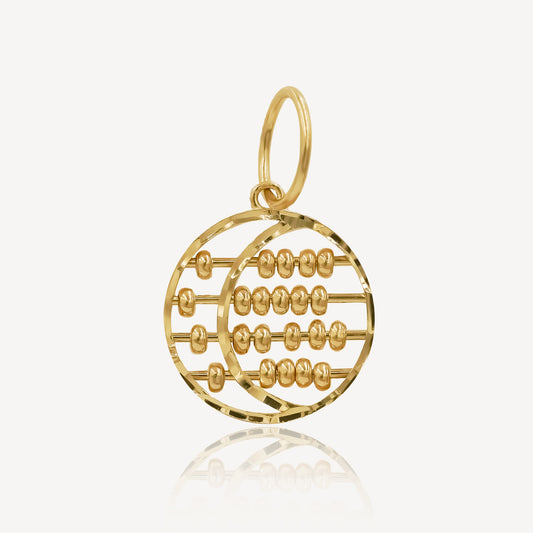 916 Gold Lunar Abacus Circle Pendant
