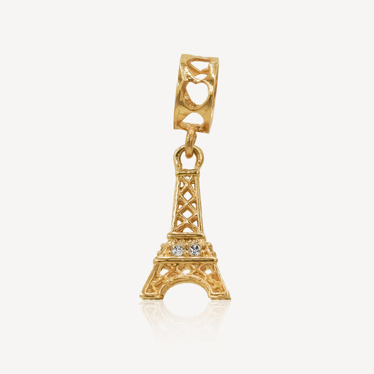 916 Gold Diamond Eiffel Pendant