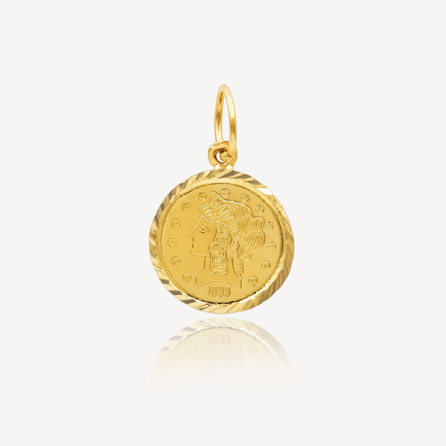 916 Gold Golden Coin Pendant