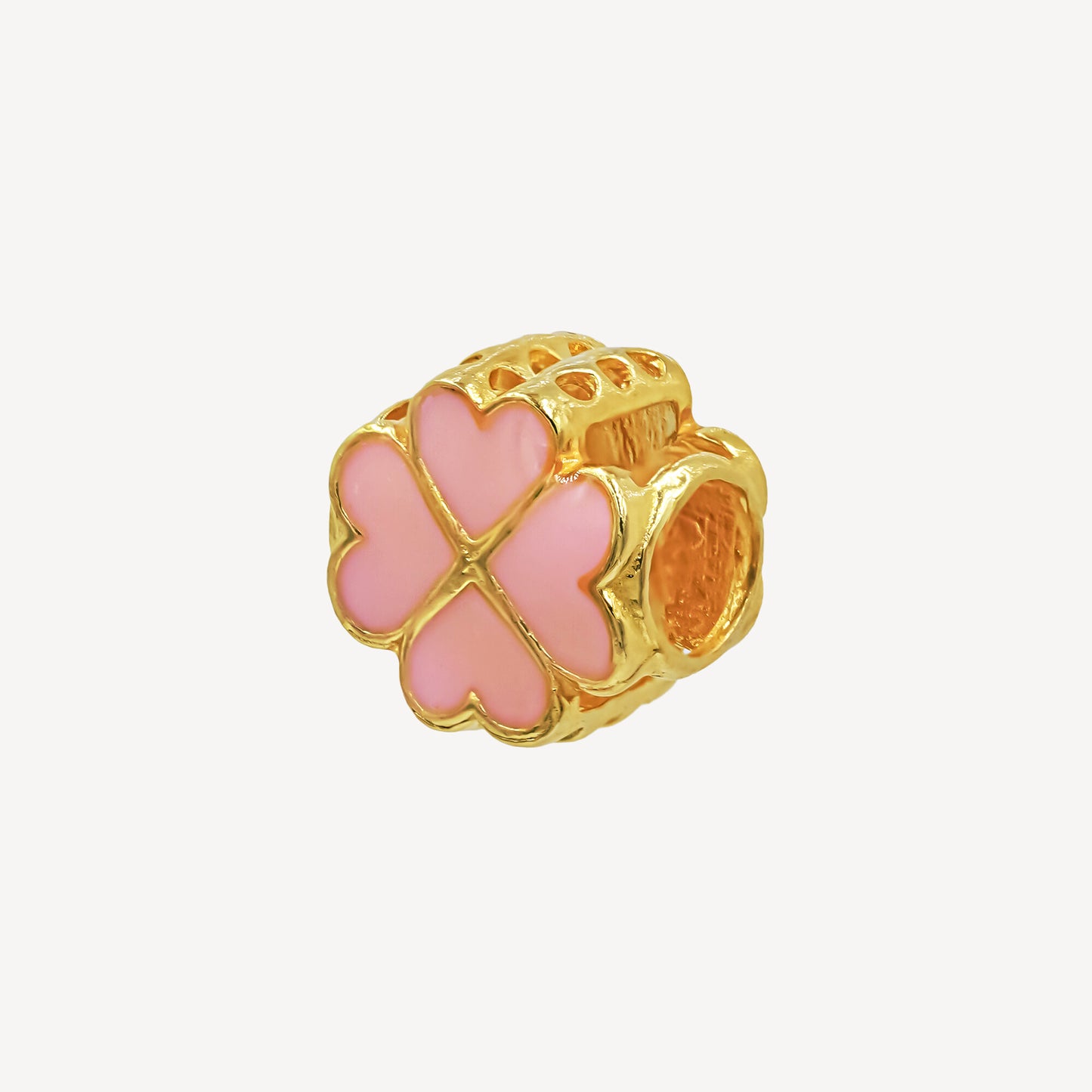 916 Gold Pink Flower Charm