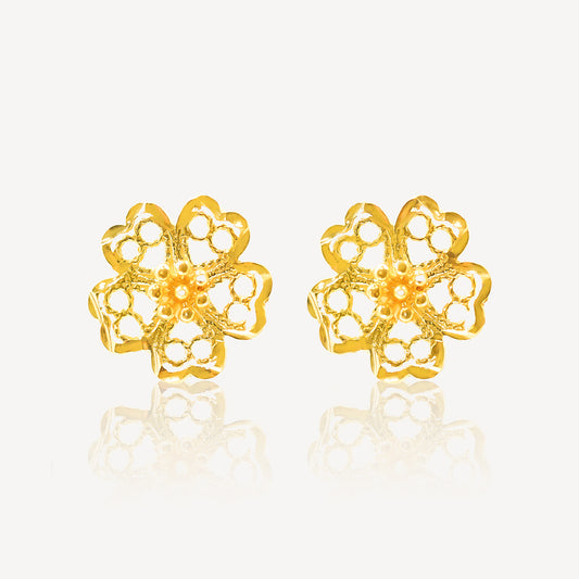 916 Gold Radiant Flower Ear Studs