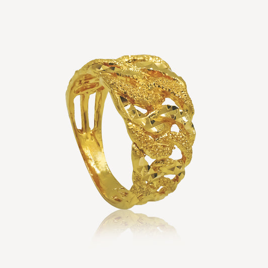 916 Gold Linkage Charm Ring