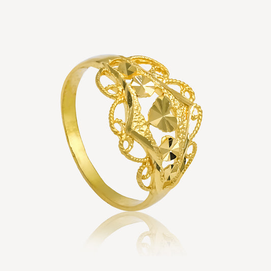 916 Gold Divine Love Crown Ring