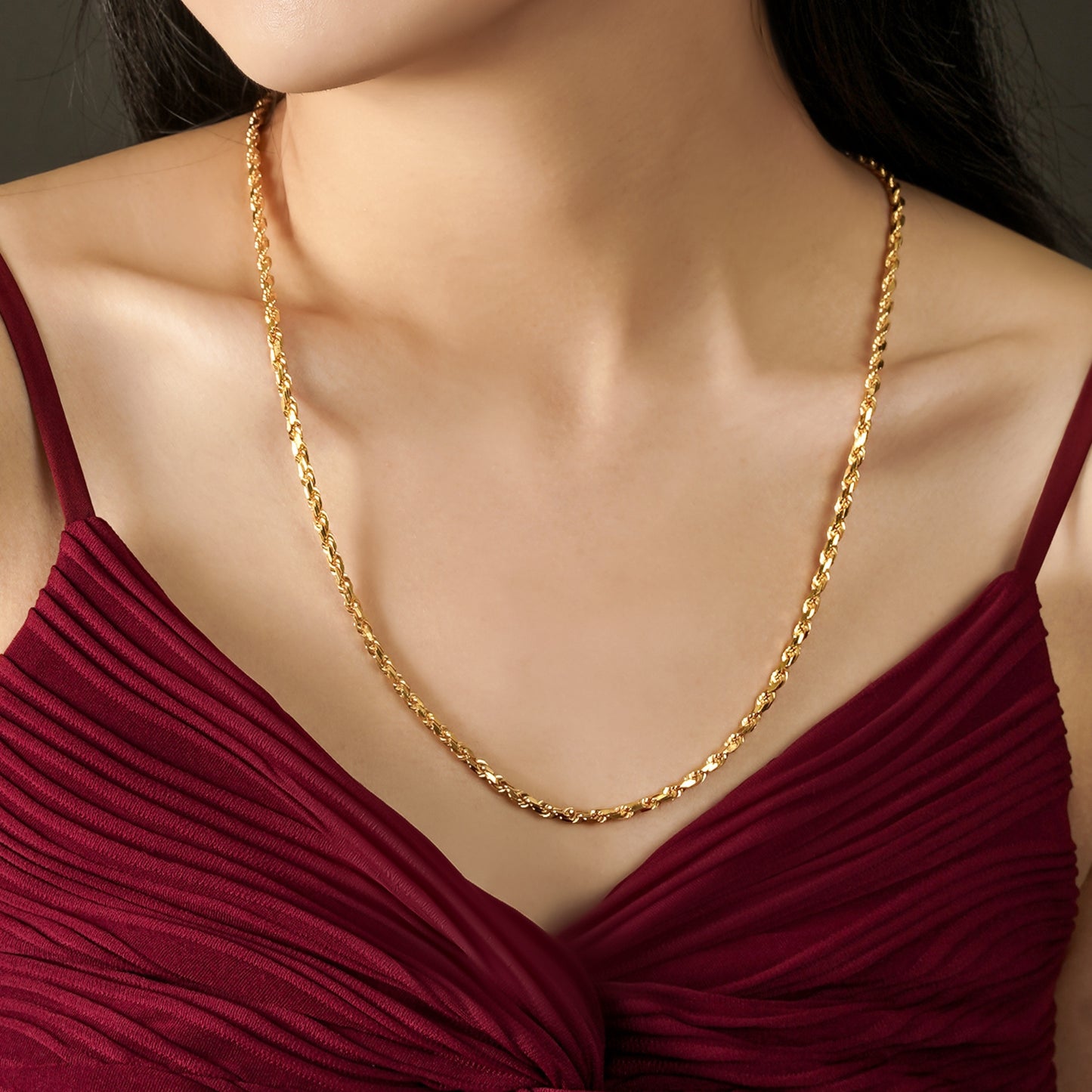 916 Gold Solid Rope Necklace