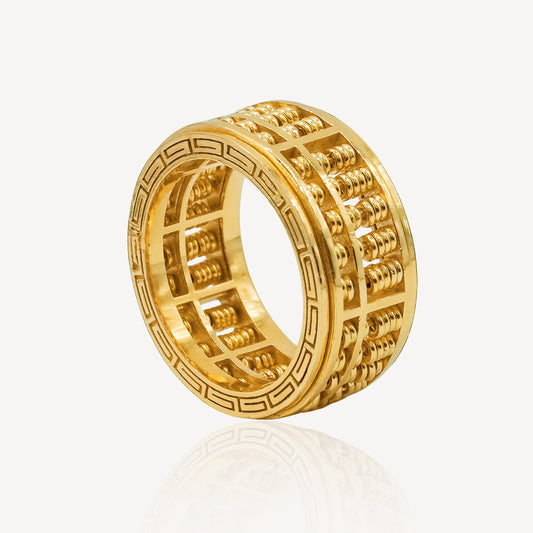 916 Gold Rotating Full Abacus Ring