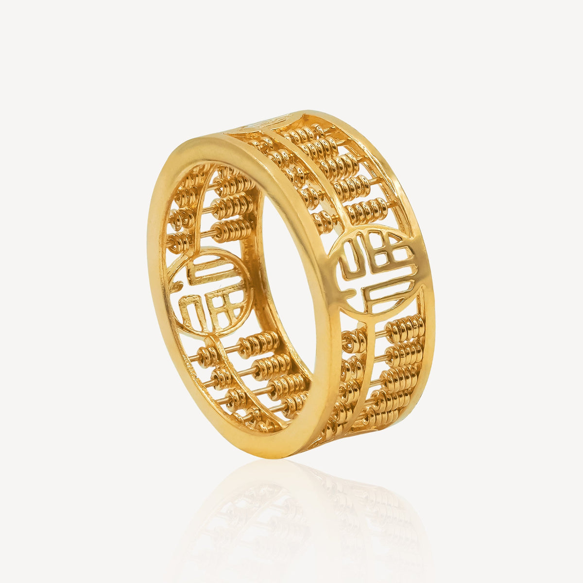 916 Gold 福 Abacus Ring - Top Gold Shop Gold Jewellery in singapore