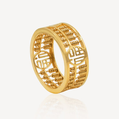 916 Gold 福 Abacus Ring - Top Gold Shop Gold Jewellery in singapore