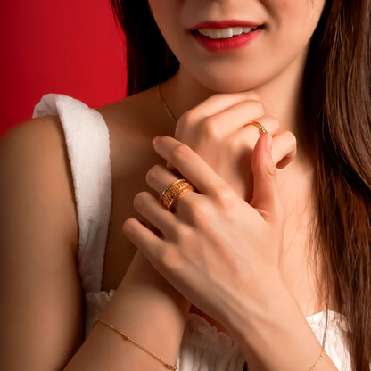 916 Gold 福 Abacus Ring - Top Gold Shop Gold Jewellery in singapore