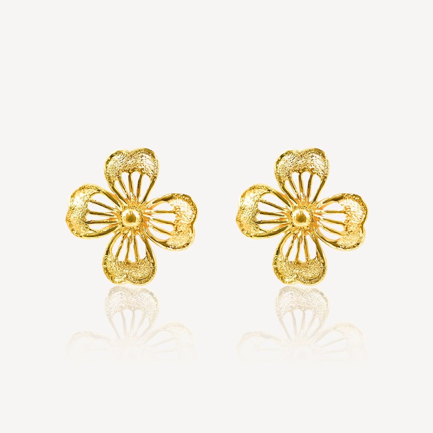916 Gold Sparkling Flower Ear studs