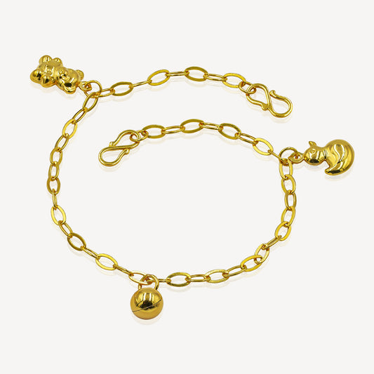 916 Gold Baby Anklet ( Bell, Duck & Bear )