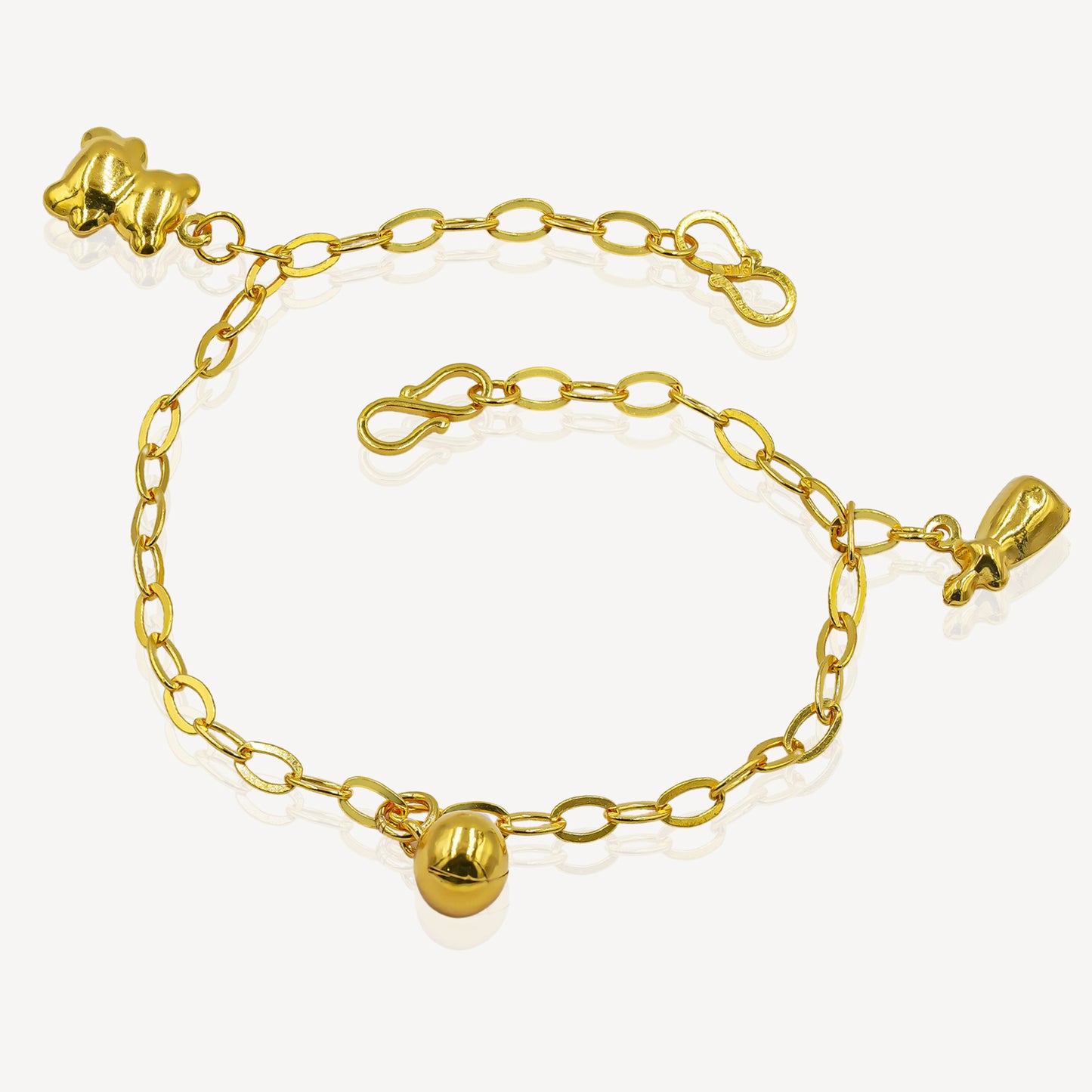 916 Gold Baby Anklet (Bear, Bell & Pacifier)