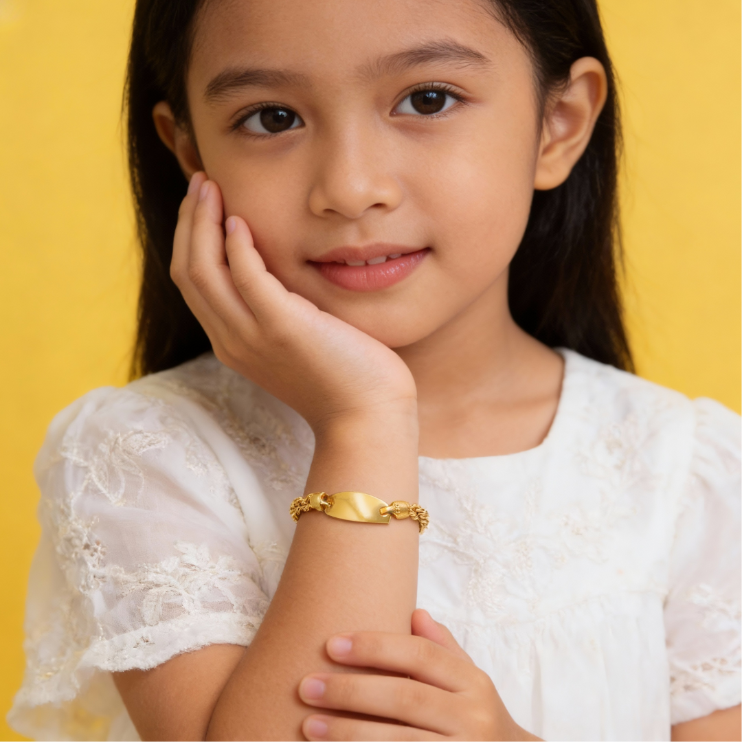 916 Gold Hollow Rope Baby Bracelet