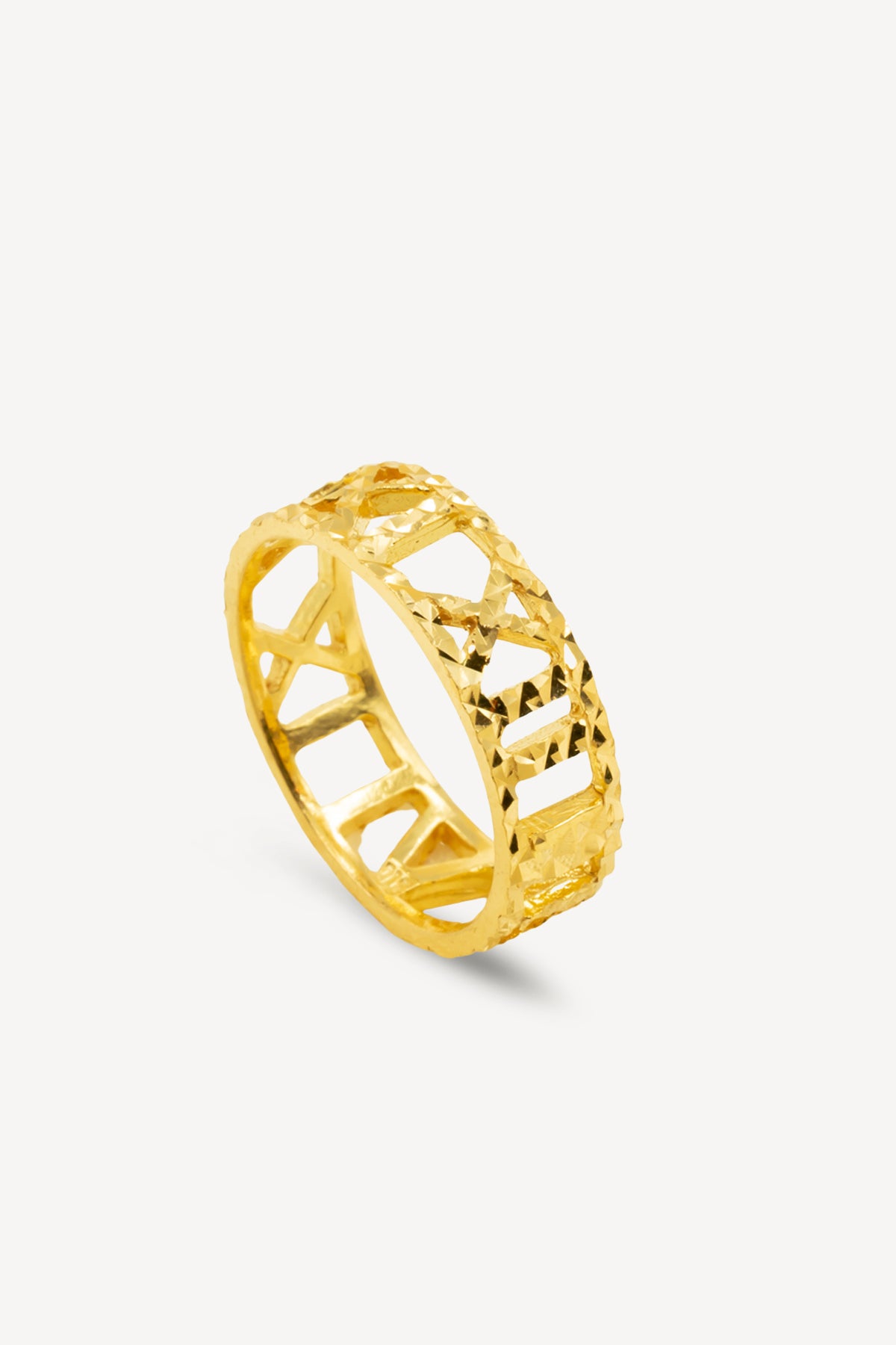 916 Gold Engraved Roman Ring