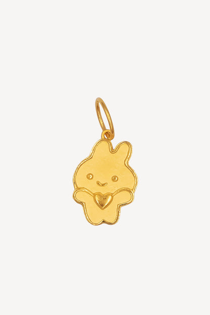 916 Gold Heart Rabbit Pendant