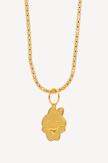 916 Gold Heart Rabbit Pendant