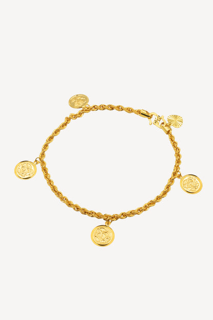 916 Gold Hollow Rope Coin Bracelet