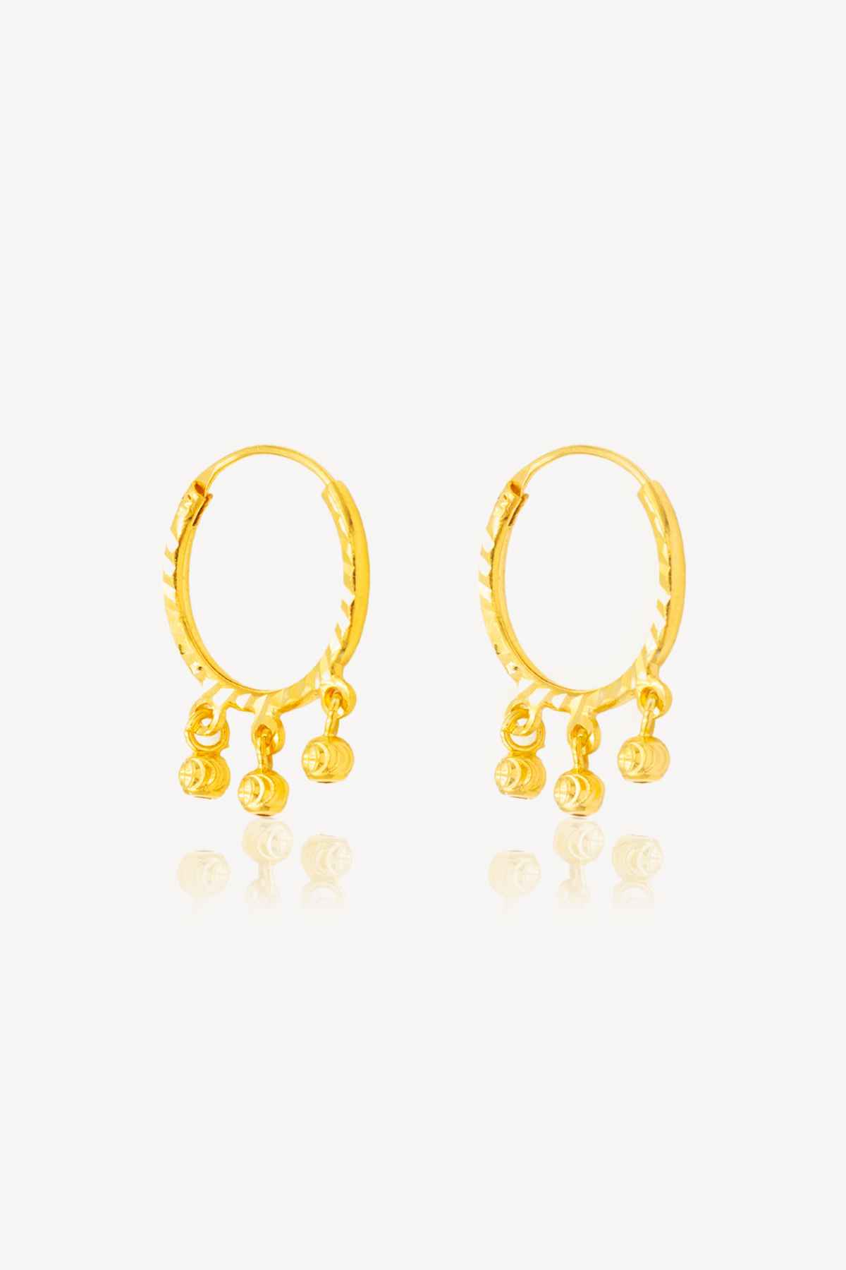 916 Gold Hoop Ball-Earrings for woman