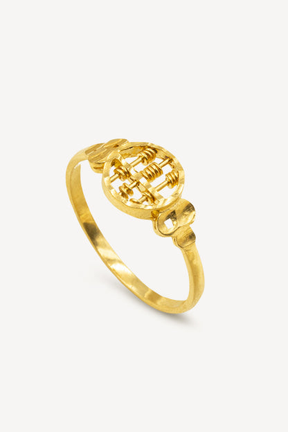 916 Gold Abacus Scape Ring