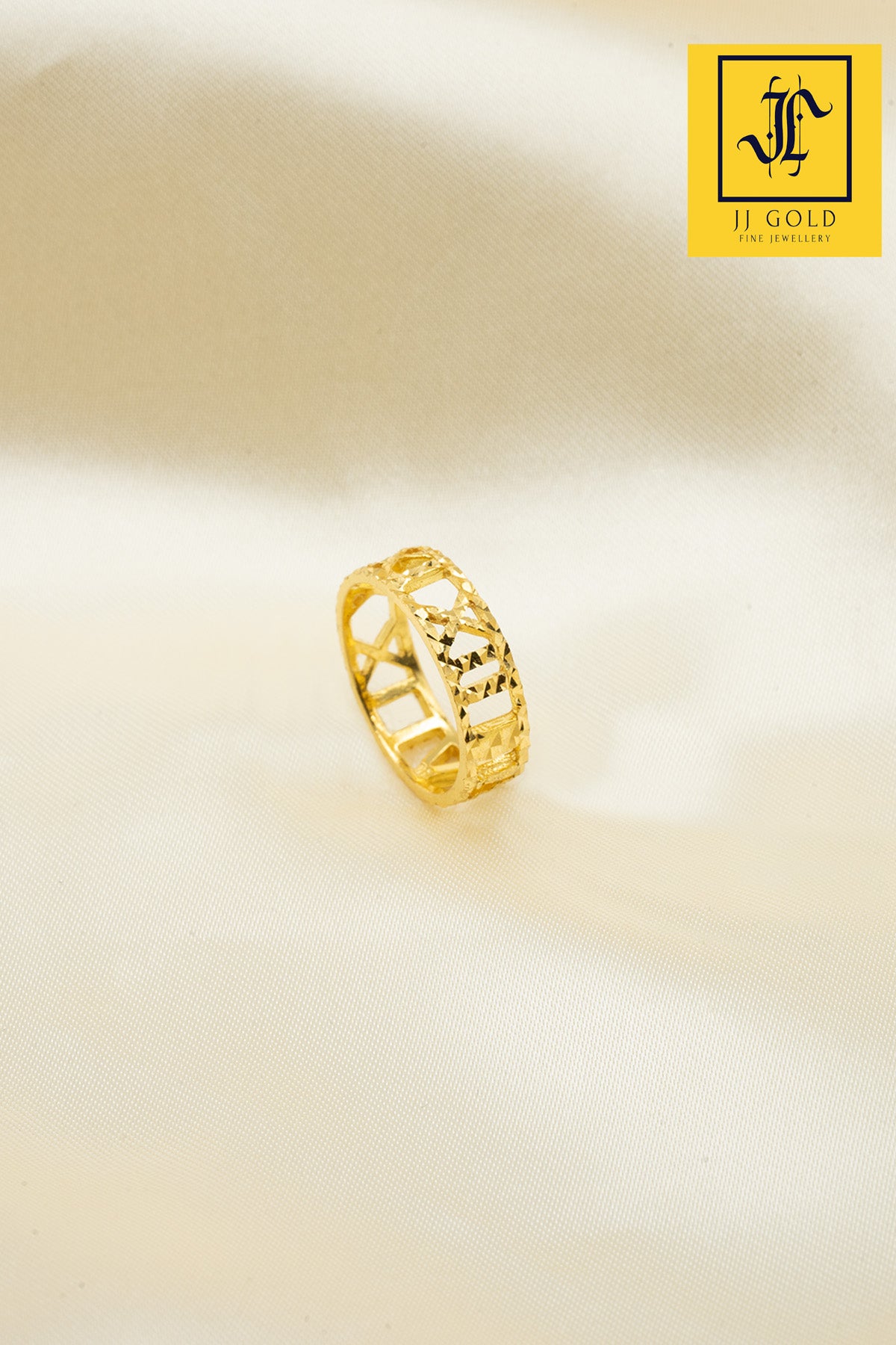 916 Gold Engraved Roman Ring