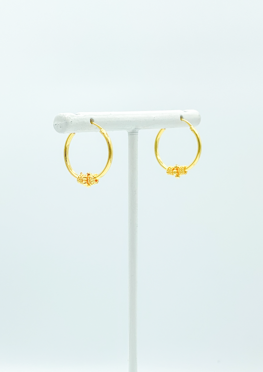 916 Gold Hoop Earring with design