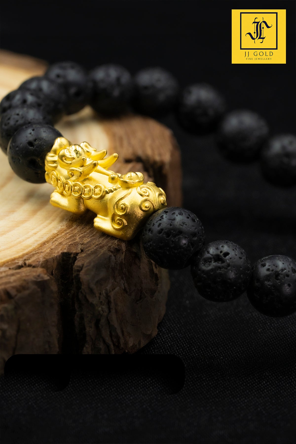 999 Gold Pixiu with Lava Stone