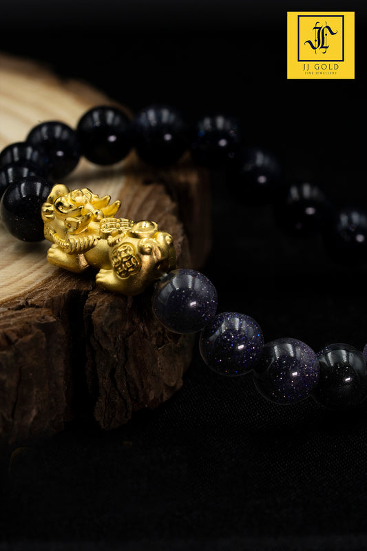 999 Gold Pixiu with Purple Sand Stone
